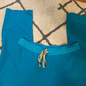 Figs large tall turquoise scrub pants Livingston style